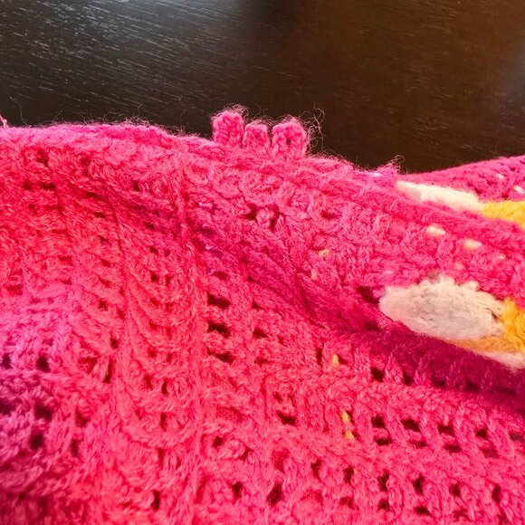 KIngs Road Pink Crochet Lined Dress SL Square Neck Large NWT - Picture 13 of 16